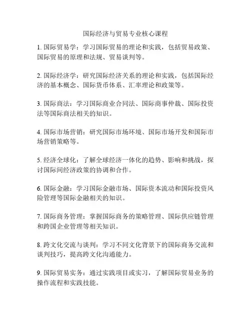 国际经济与贸易专业核心课程