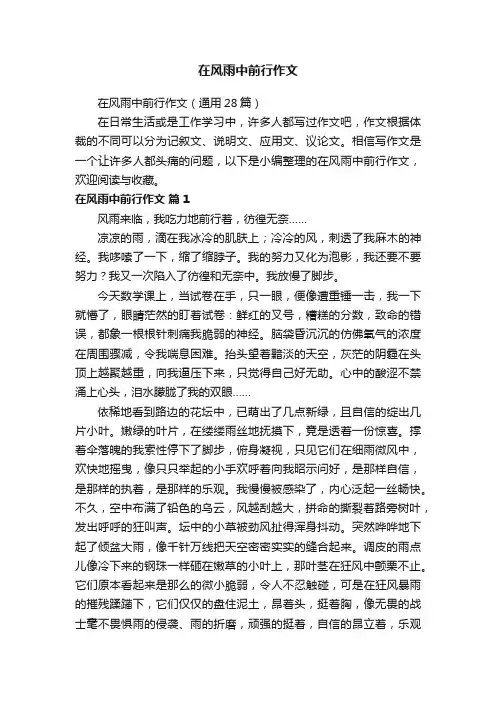 在风雨中前行作文（通用28篇）