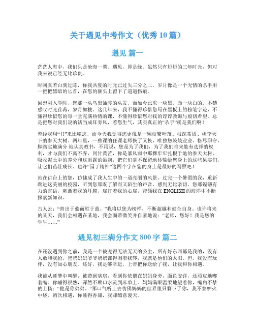 关于遇见中考作文(优秀10篇)