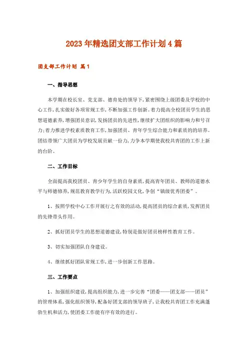 2023年精选团支部工作计划4篇