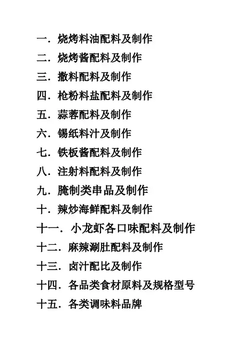 开烧烤店全套配方