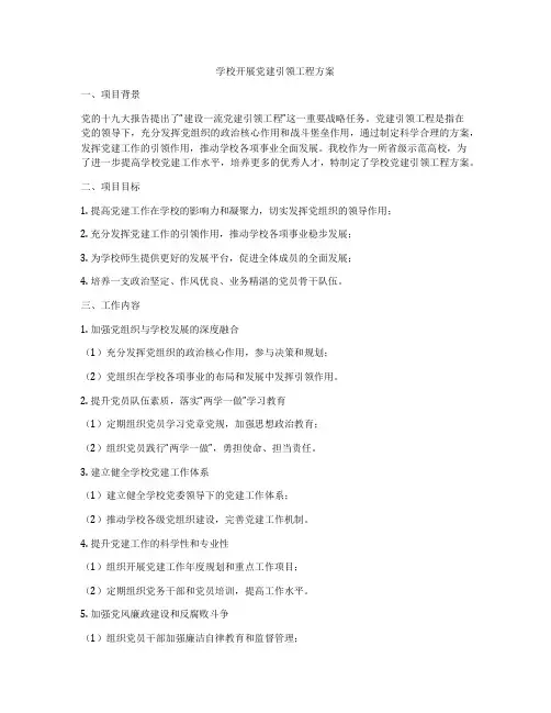 学校开展党建引领工程方案