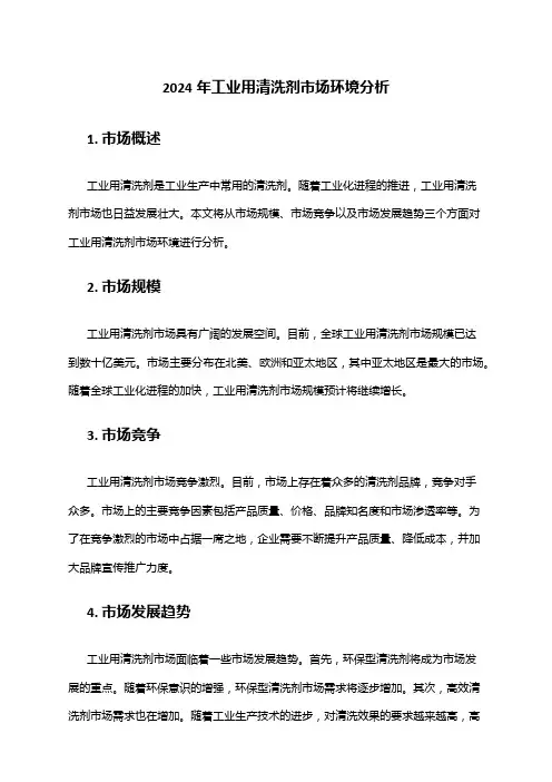 2024年工业用清洗剂市场环境分析