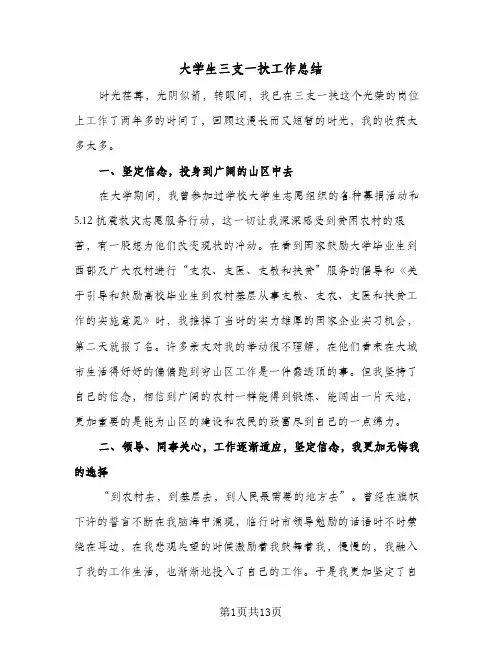 2024年大学生三支一扶工作总结(6篇)