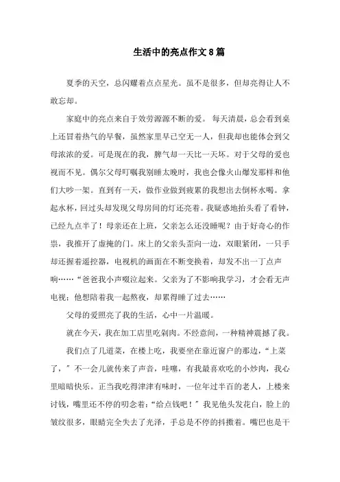 生活中的亮点作文8篇精选