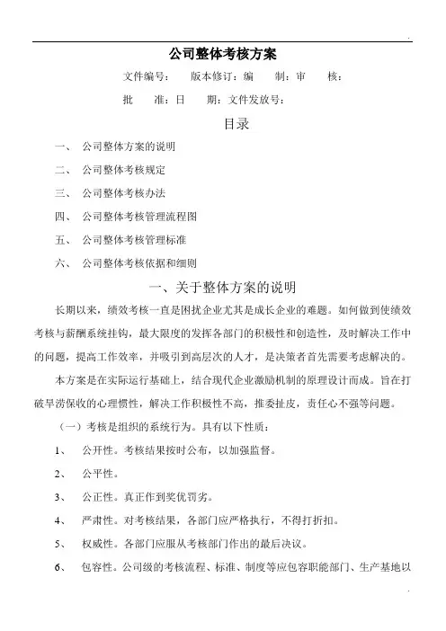 公司整体目标绩效管理方案(全套)