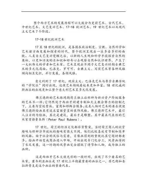 西方艺术发展史简述之欧洲艺术与西方现代主义艺术