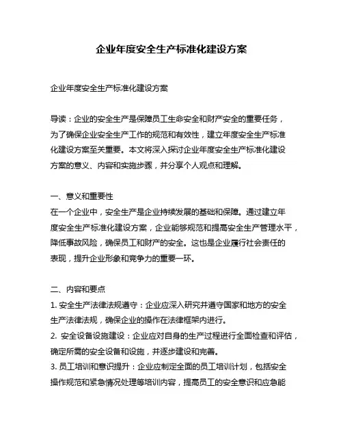 企业年度安全生产标准化建设方案