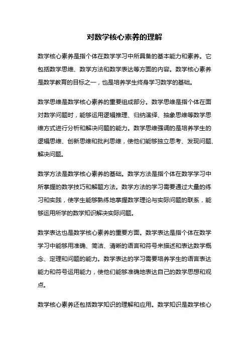 对数学核心素养的理解