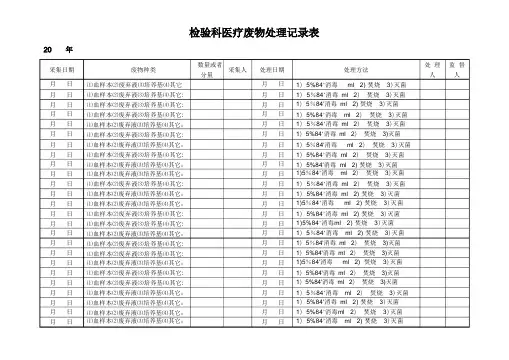 检验科医疗废物处理记录表