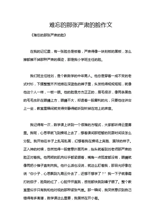 难忘的那张严肃的脸作文