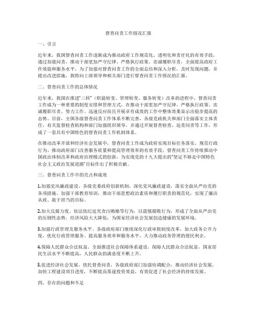 督查问责工作情况汇报