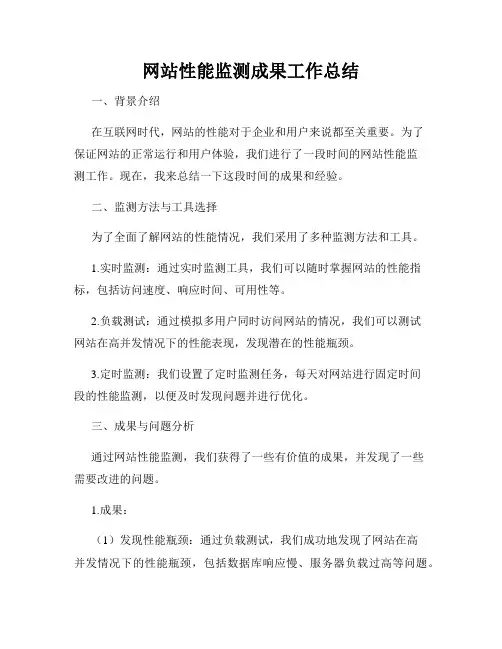 网站性能监测成果工作总结