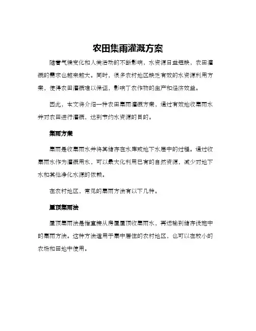 农田集雨灌溉方案