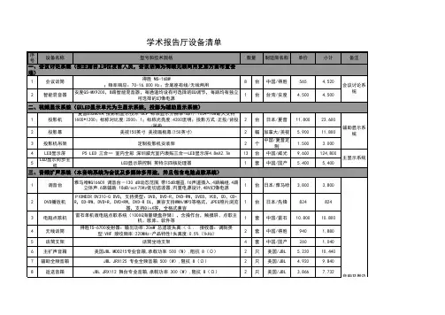 学术报告厅设备清单