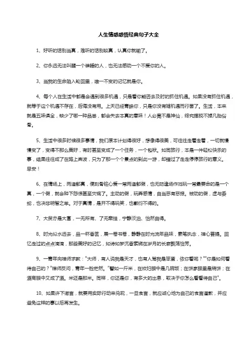 人生情感感悟经典句子大全