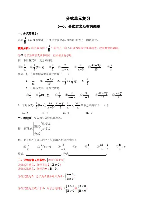 分式题型-易错题-难题-大汇总