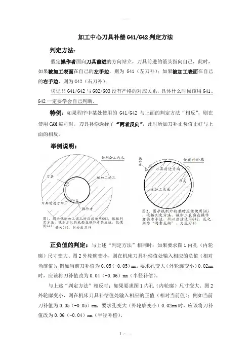 关于加工中心刀具半径补偿判定方法