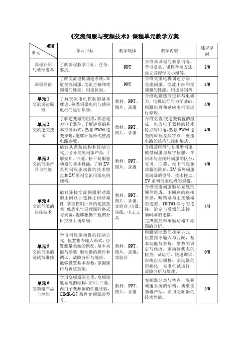 交流伺服与变频技术及应用教学方案
