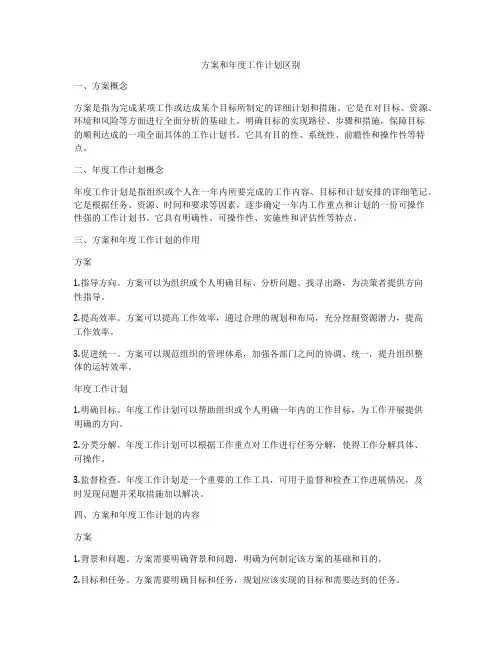 方案和年度工作计划区别