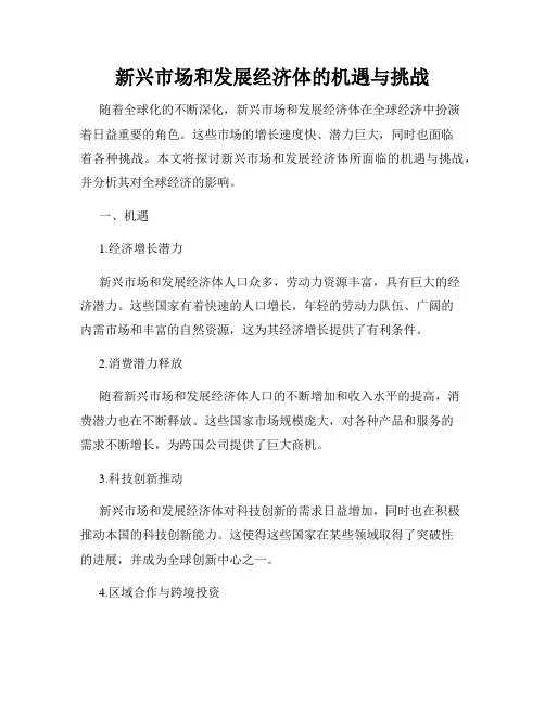 新兴市场和发展经济体的机遇与挑战