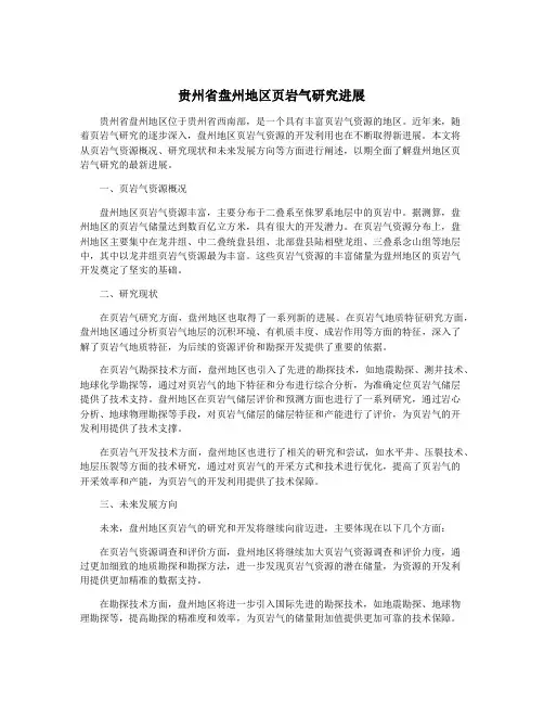 贵州省盘州地区页岩气研究进展