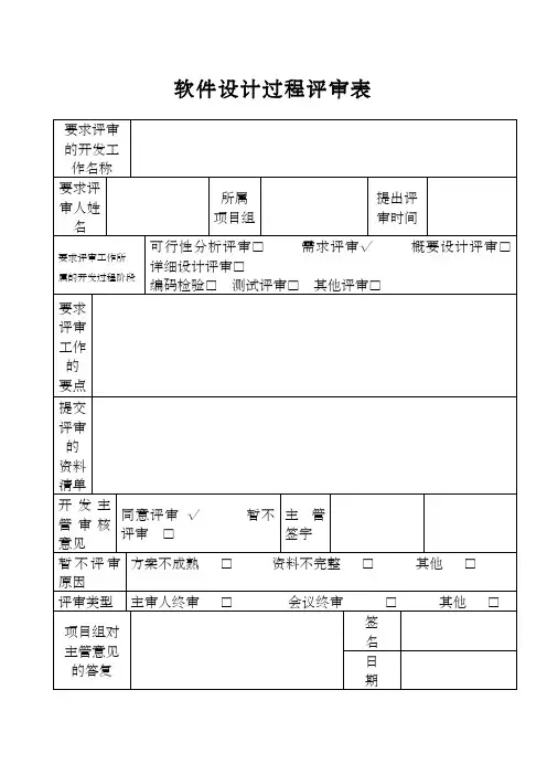 软件设计过程评审表