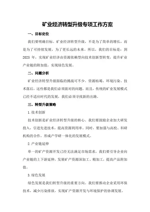 矿业经济转型升级专项工作方案