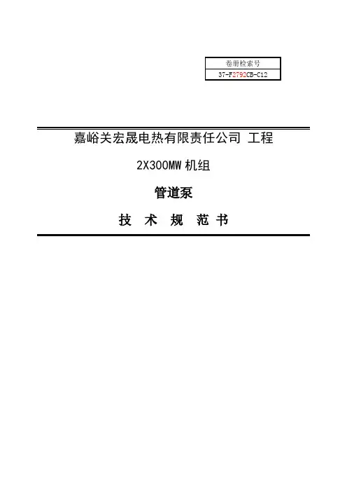 管道泵技术规范书