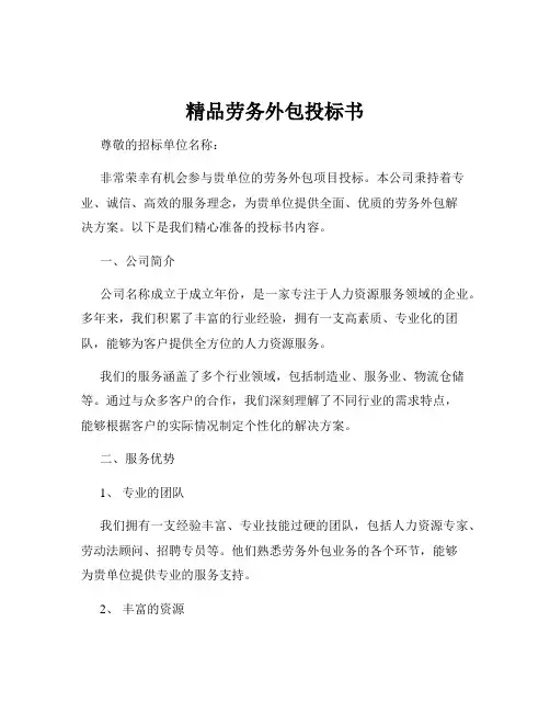 精品劳务外包投标书