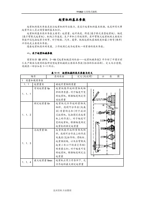 起重机的基本参数