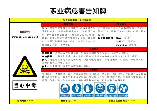 硝酸钾-职业病危害告知牌