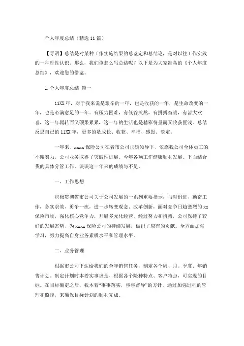 个人年度总结(精选10篇)