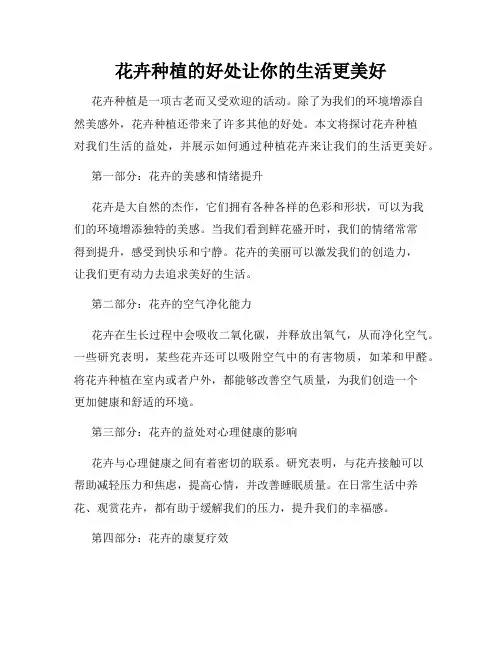 花卉种植的好处让你的生活更美好