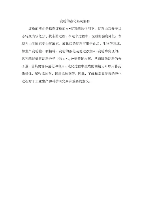 淀粉的液化名词解释