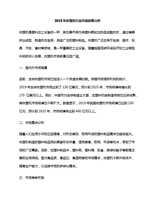 2023年吹塑机行业市场前景分析
