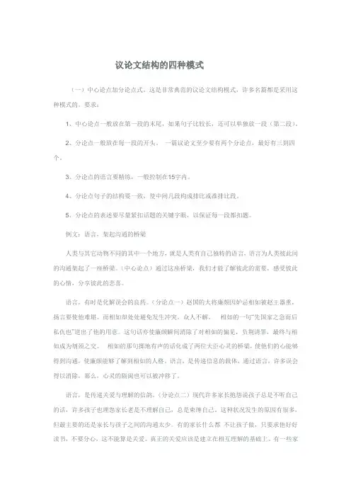 议论文结构的四种模式