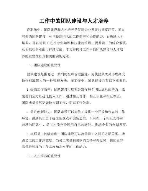 工作中的团队建设与人才培养