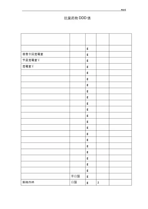 相关抗菌药物DDD值和计算方法
