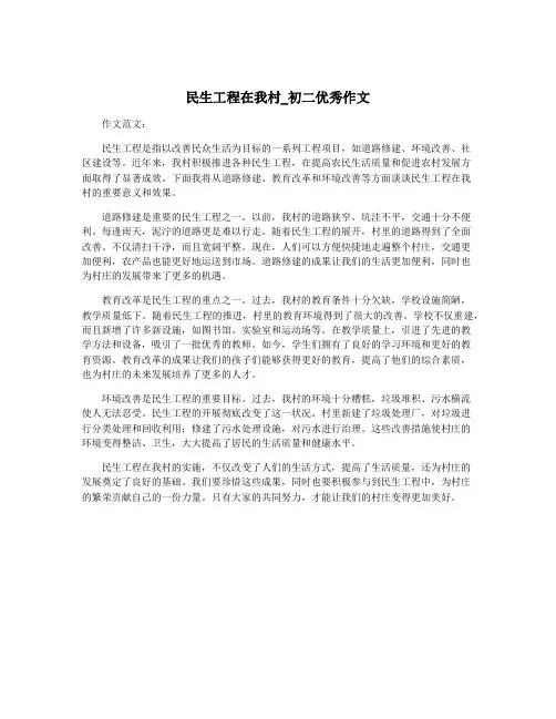 民生工程在我村_初二优秀作文