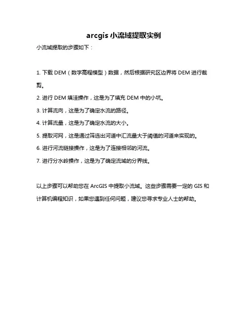 arcgis小流域提取实例