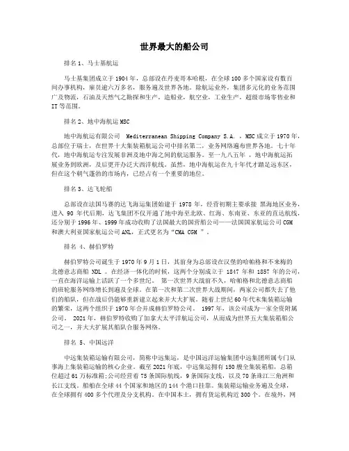 世界最大的船公司