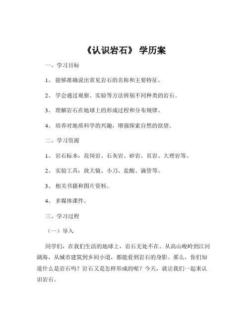 《认识岩石》 学历案