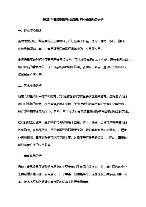 2023年重质碳酸钙(食品级) 行业市场前景分析