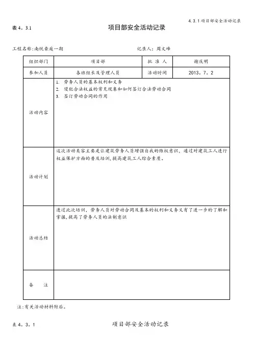 4.3.1项目部安全活动记录