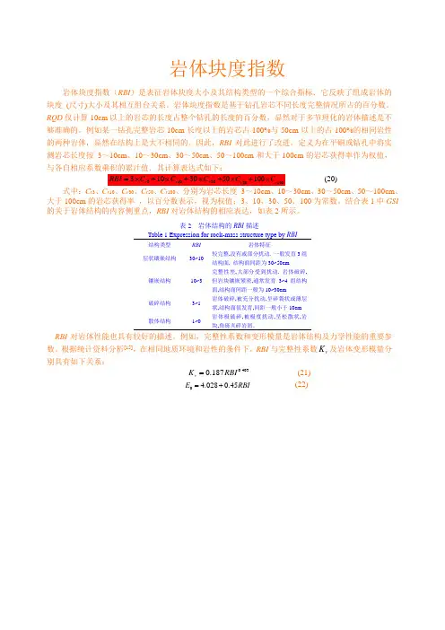 岩体块度指数