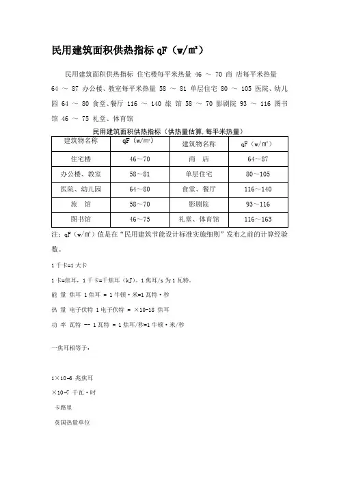 民用建筑面积供热指标