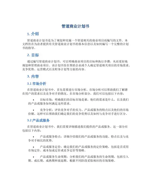 管道商业计划书