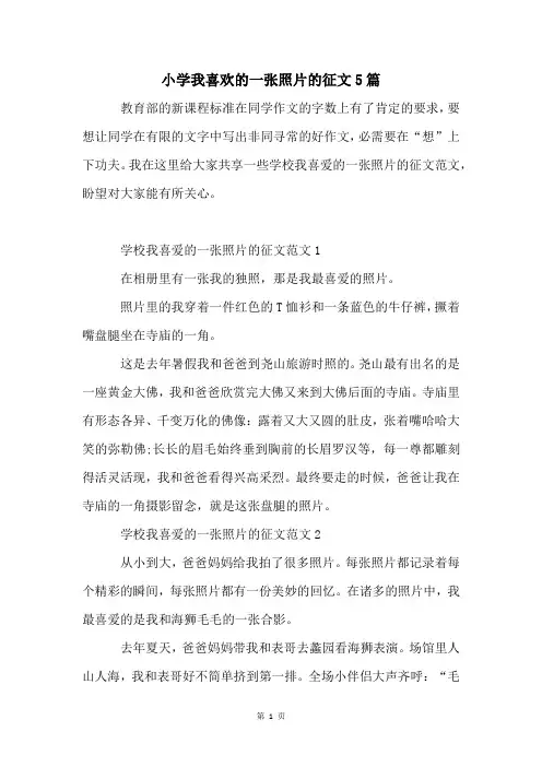 小学我喜欢的一张照片的征文5篇