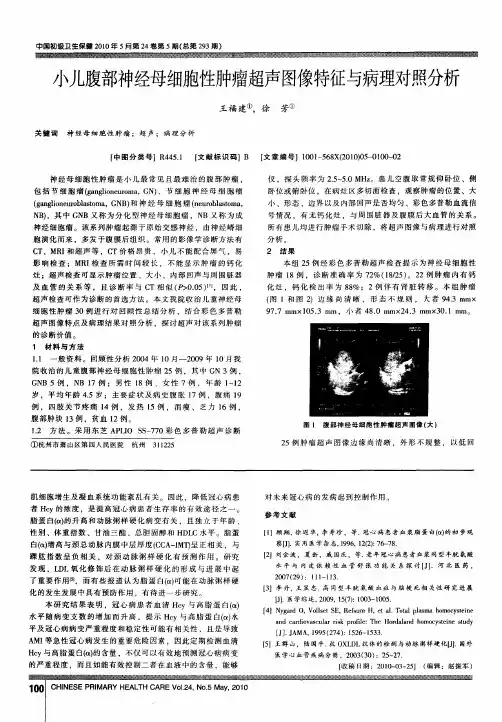 小儿腹部神经母细胞性肿瘤超声图像特征与病理对照分析